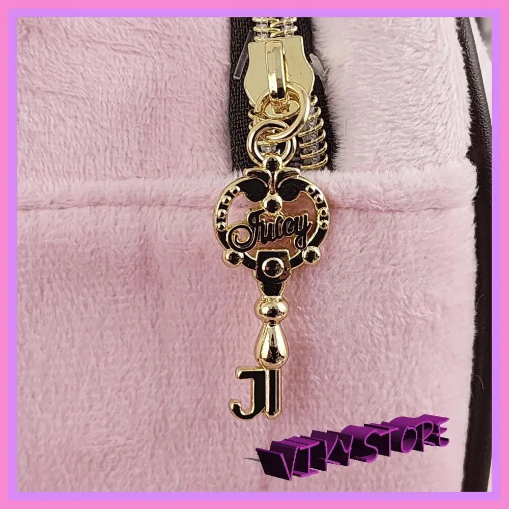 💕 NWT Juicy Couture Pink Velvet Train Case Front & Top Zippers #7199 💕
